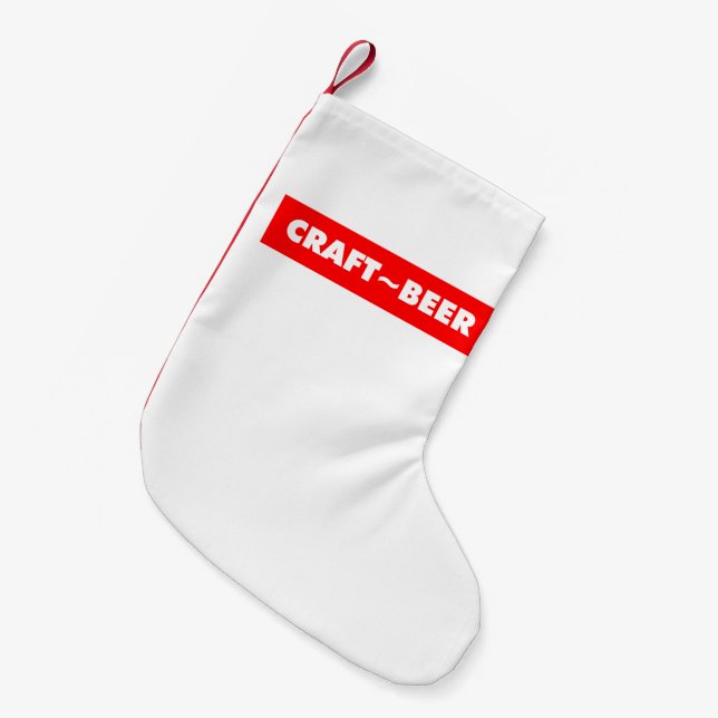 Craft Beer Red on White Small Christmas Stocking (Front (Hanging))