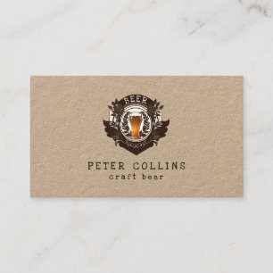 craft beer rustic crest kraft paper business card