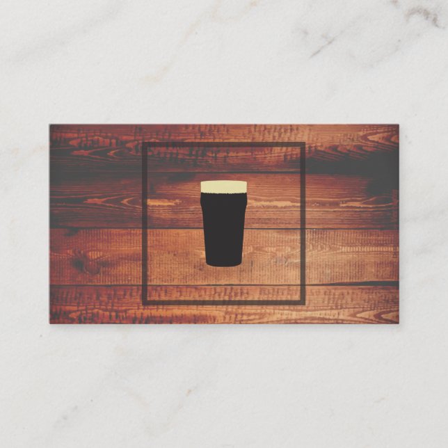 Craft Beer Rustic Wood Square Element Business Card (Front)
