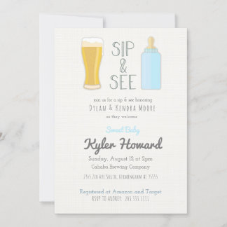 Craft Beer Sip & See Baby Boy Shower Invitation