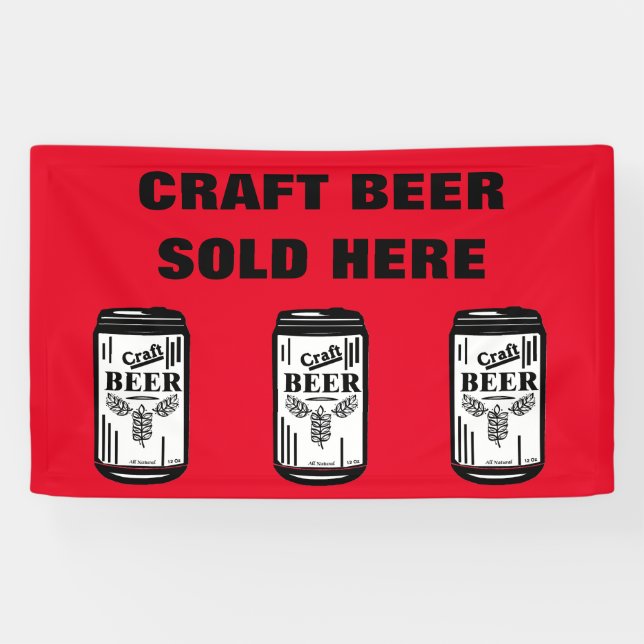 CRAFT BEER SOLD HERE Red Banner (Horizontal)