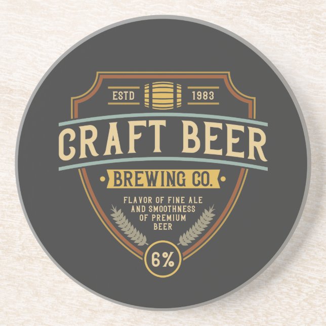 Craft Beer Vintage Brew Logo    Coaster (Front)