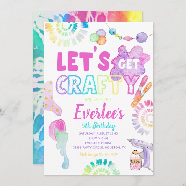 Craft Birthday Party Invitation | Craft Party  (Front/Back)