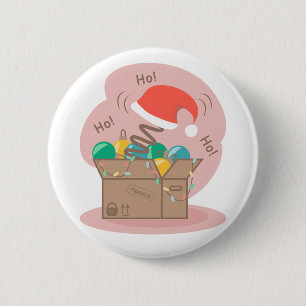 Craft box with Christmas decoration and Santa hat 6 Cm Round Badge