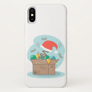 Craft box with Christmas decoration and Santa hat iPhone X Case