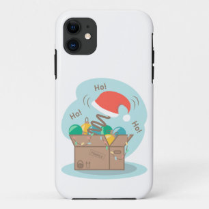 Craft box with Christmas decoration and Santa hat iPhone 11 Case
