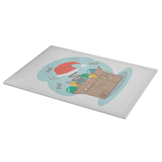 Craft box with Christmas decoration and Santa hat  Cutting Board (Corner)