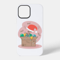 Craft box with Christmas decoration and Santa hat