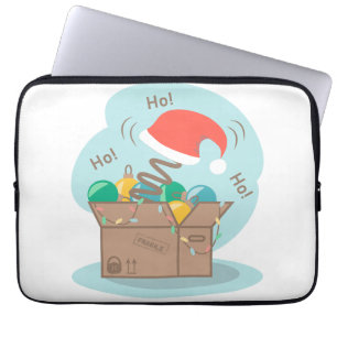 Craft box with Christmas decoration and Santa hat Laptop Sleeve