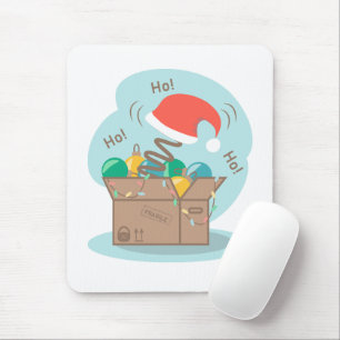 Craft box with Christmas decoration and Santa hat Mouse Pad