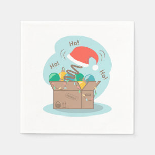 Craft box with Christmas decoration and Santa hat Napkin