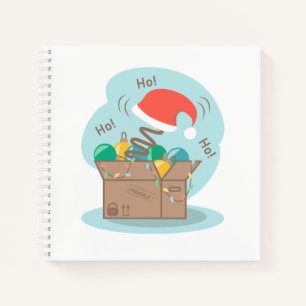 Craft box with Christmas decoration and Santa hat  Notebook