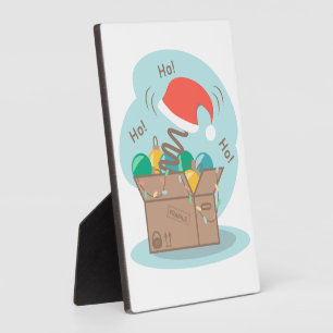 Craft box with Christmas decoration and Santa hat Plaque