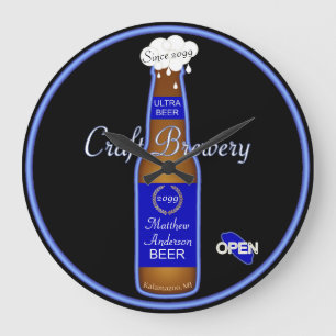 Craft Brewery Beer Bar Pub Bottle Clock Sign