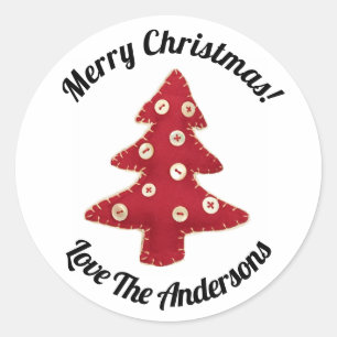 Craft Christmas Tree and Buttons Personalised Classic Round Sticker
