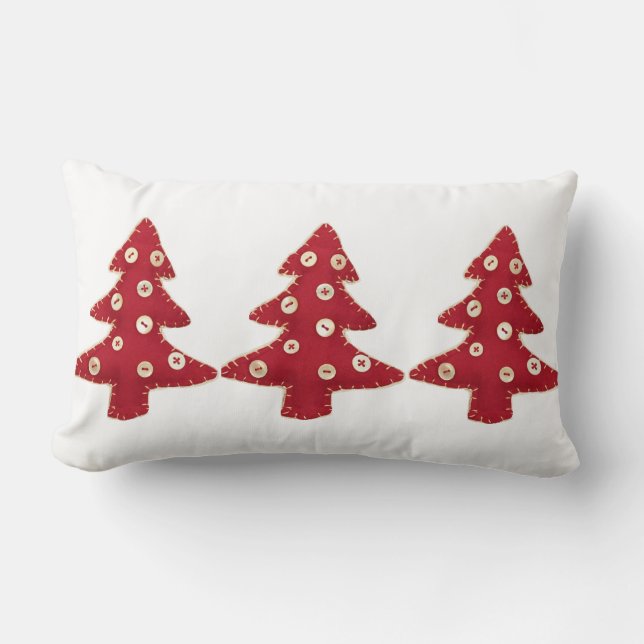 Craft Christmas Trees and Buttons Lumbar Cushion (Front)