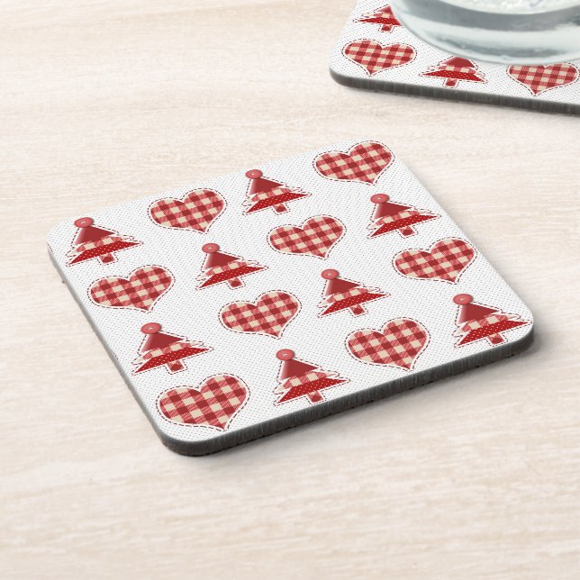 Craft Christmas Trees and Hearts Pattern Coaster (Left Side)