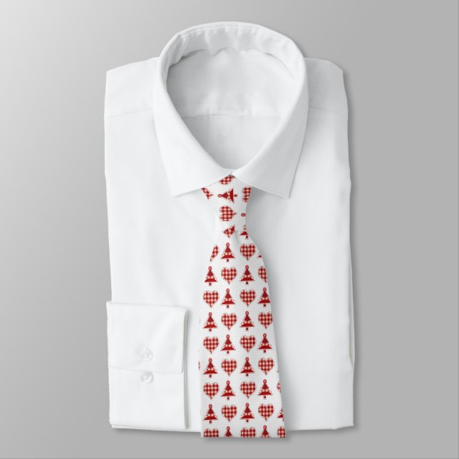 Craft Christmas Trees and Hearts Pattern Tie (Tied)