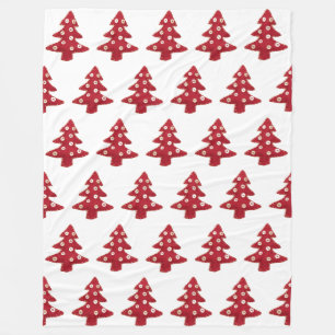 Craft Christmas Trees with Buttons Pattern Fleece Blanket