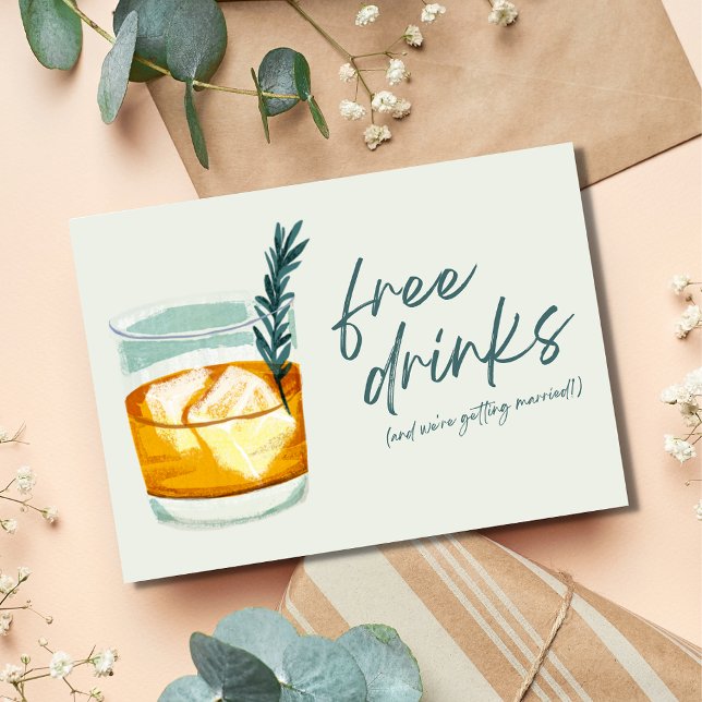 Craft Cocktail Funny Free Drinks Photo Wedding Save The Date (Creator Uploaded)