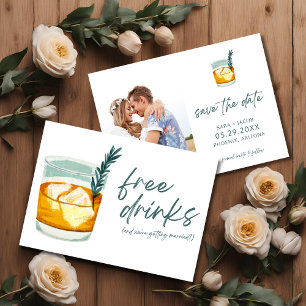 Craft Cocktail Funny Free Drinks Photo Wedding Save The Date