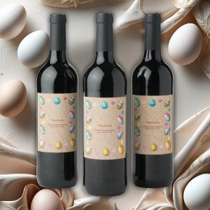 Craft Colourful Floral Easter Eggs Baby Shower Wine Label