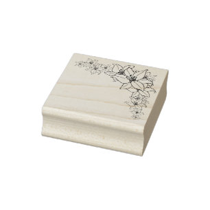 Craft deco lily corner rubber stamp