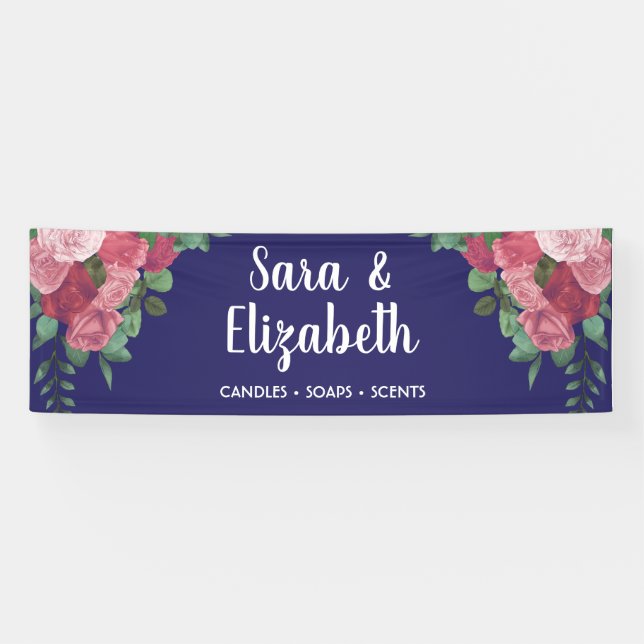 Craft Fair Vendor Booth Floral Roses Banner (Horizontal)