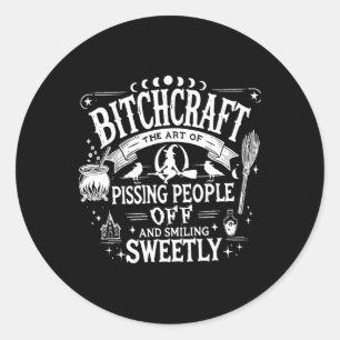 Craft Funny Witch Witchy Spooky Season Happy Hallo Classic Round Sticker