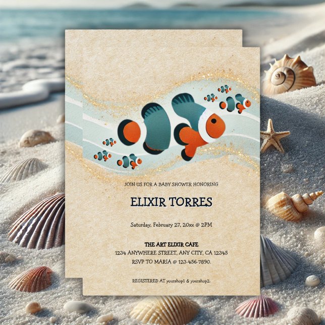 Craft Glitter Clown Fish Nemo Baby Shower Invitation (Creator Uploaded)