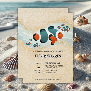 Craft Glitter Clown Fish Nemo Baby Shower Invitation