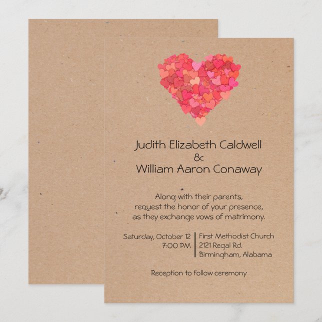 Craft Hearts Wedding Invitation (Front/Back)