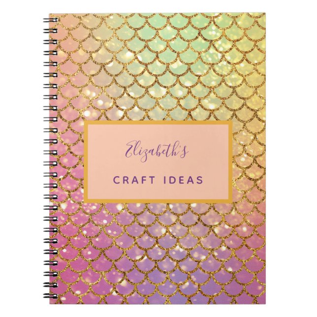 Craft ideas mermaid scales purple monogram notebook (Front)