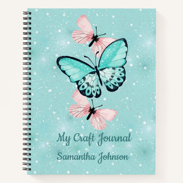 Craft Journal with Butterflies Customisable Text (Front)