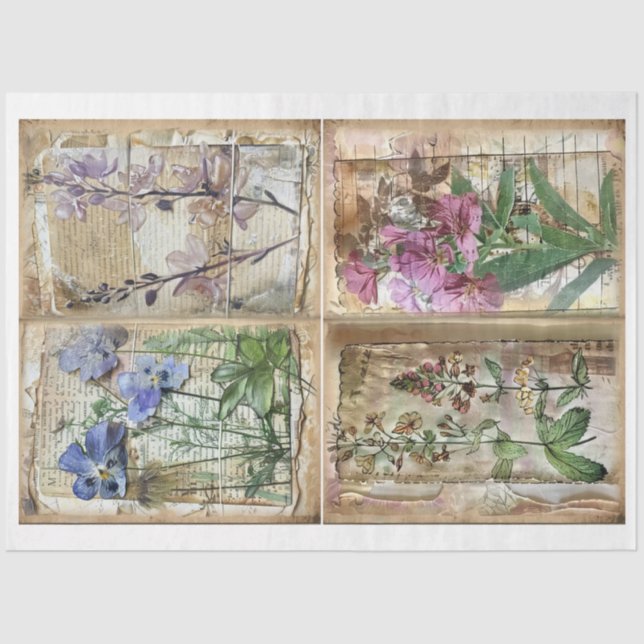 Craft Junk Journal Scrapbook Floral Background B Tissue Paper (Front)