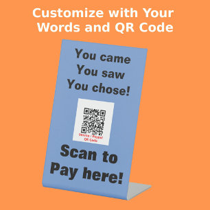 Craft Market Funny QR Code Payment Blue Pedestal Sign