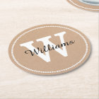 Craft Paper Look Monogram Paper Coasters