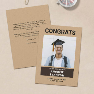 Craft Paper Modern Simple Boy Graduation Photo Announcement