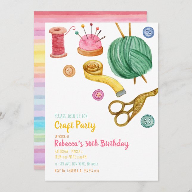 Craft Party Invitations (Front/Back)