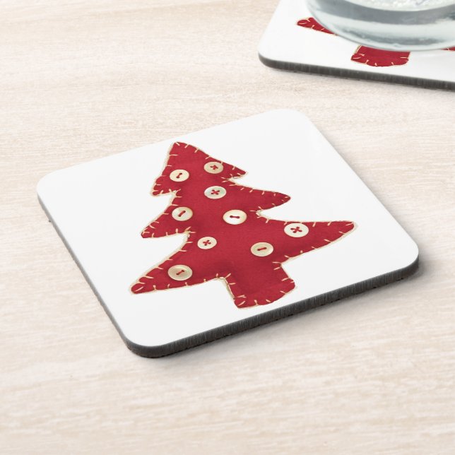Craft Red Christmas Tree with Button Baubles Coaster (Left Side)