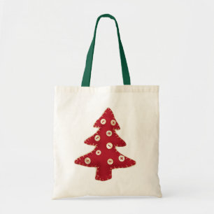 Craft Red Christmas Tree with Button Baubles Tote Bag