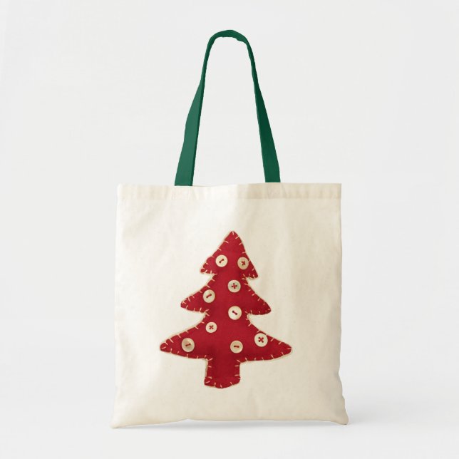 Craft Red Christmas Tree with Button Baubles Tote Bag (Front)