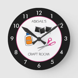 Craft Room Personalised Black Rim Round Clock