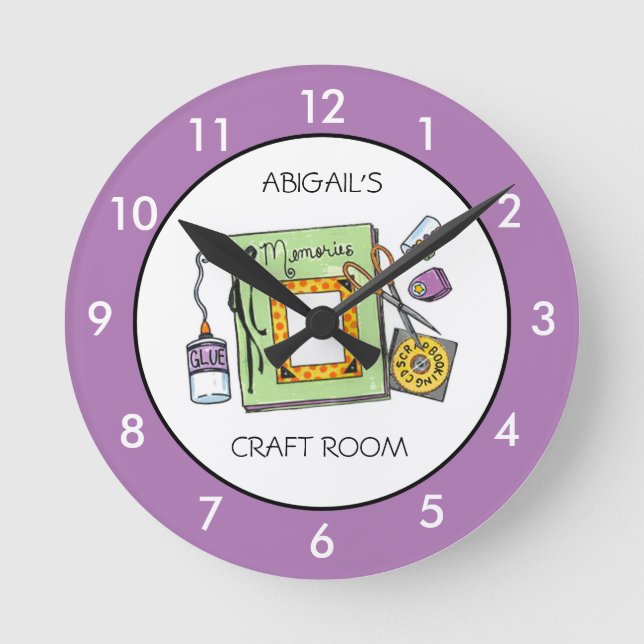 Craft Room Personalised Round Clock (Front)