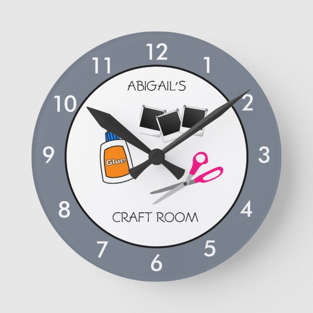 Craft Room Personalised Round Clock (Front)
