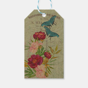 Craft Scrapbooking Kraft French Floral Butterfly Gift Tags