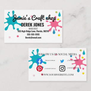 craft shop paint art artist workshop kids business card