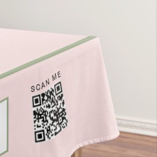 Craft Show Blush Sage 60 x 84 QR Code Tablecloth