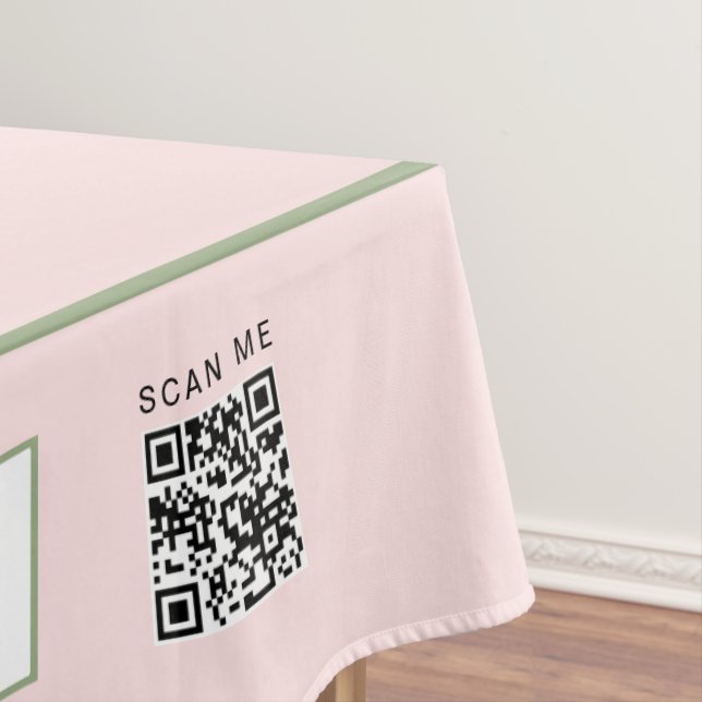 Craft Show Blush Sage 60 x 84 QR Code Tablecloth (In Situ)