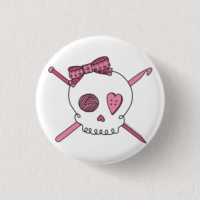 Craft Skull (Pink) 3 Cm Round Badge (Front)